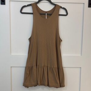 Free People Sleeveless Tan Peplum Top